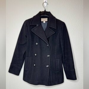 Croft & Barrow Wool Pea Coat Double Breasted Black Jacket Wom Size Medium